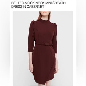 Express
Belted Mock Neck Mini Sheath Dress in Cabernet
Size: M